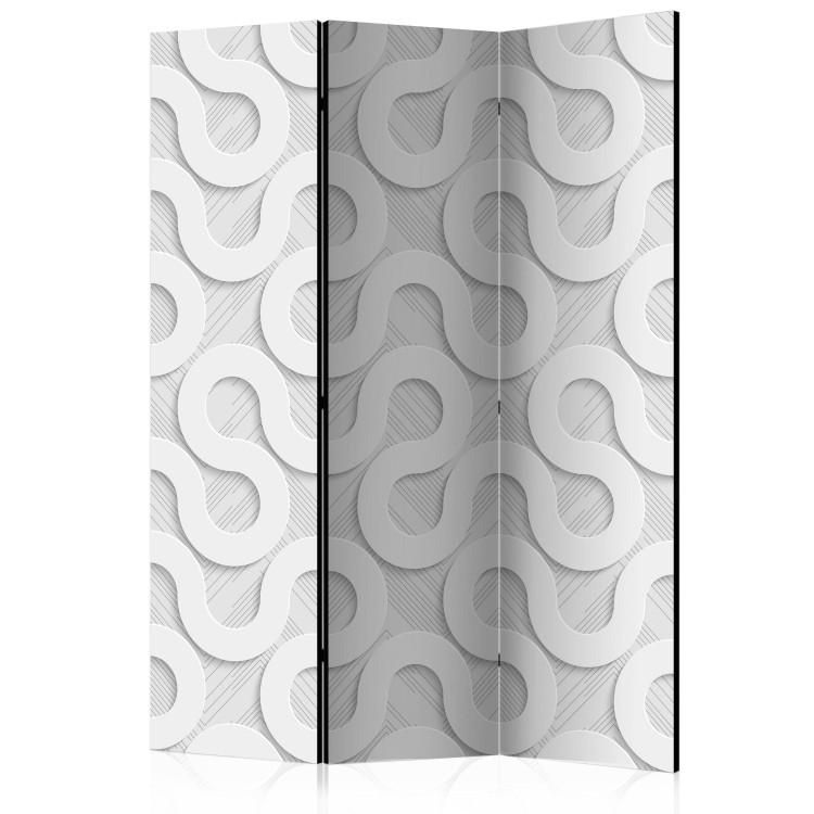 Room Divider Gray Spirals (3-piece) - simple composition in twisted pattern