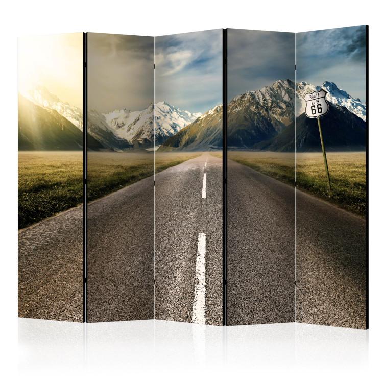 Room Divider Long Road II (5-piece) - road and snowy mountain landscape in the distance