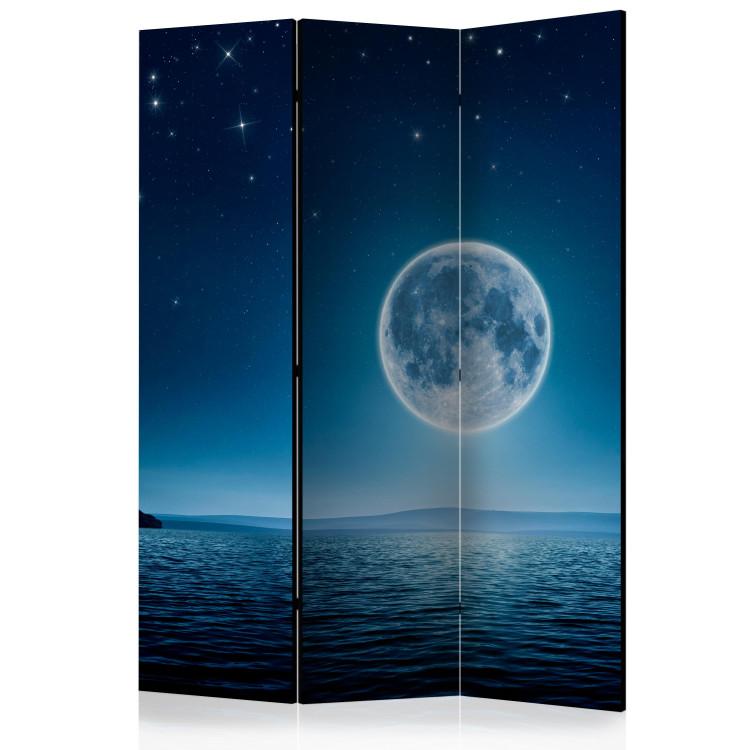 Room Divider Moonlit Night (3-piece) - starry sky and calm sea