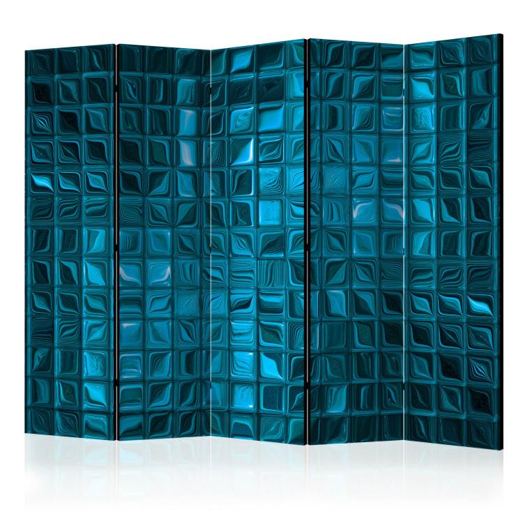 Room Divider Azure Mosaic II (5-piece) - elegant blue composition