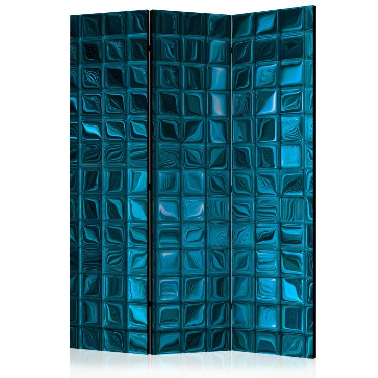 Room Divider Azure Mosaic (3-piece) - shiny blue composition