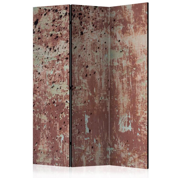 Room Divider Streets in the Rain (3-piece) - industrial red background with tin