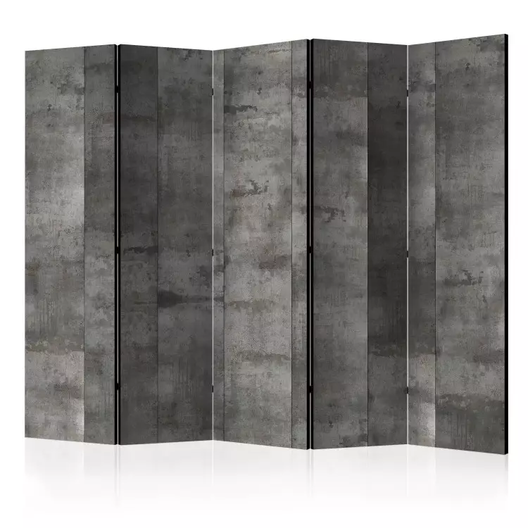Room Divider Steel Pattern II (5-piece) - industrial composition in gray background