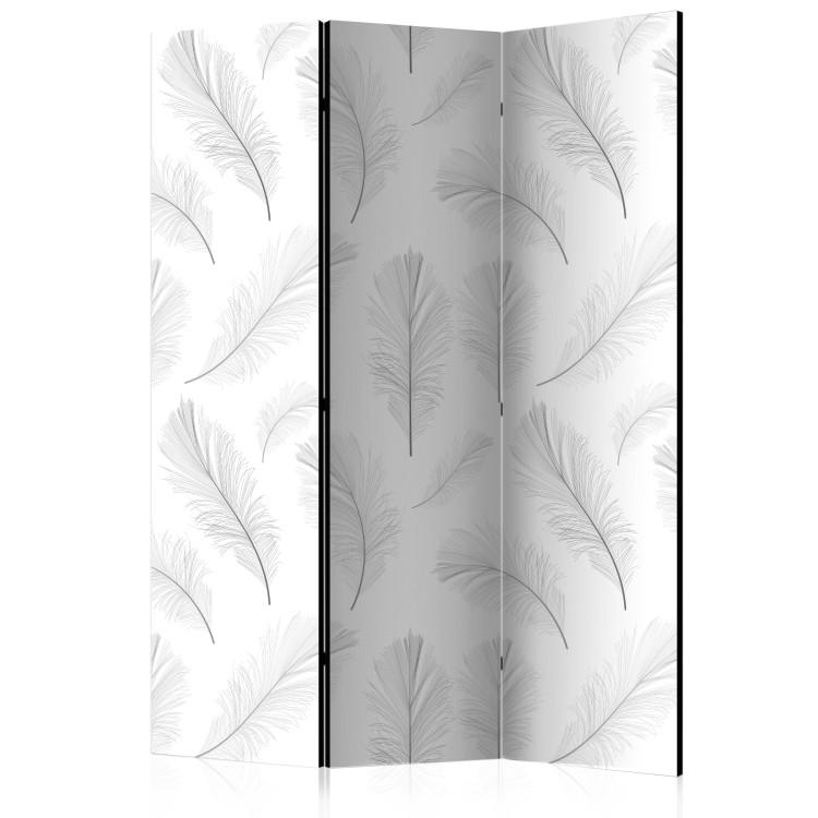 Room Divider Lightness (3-piece) - light background in delicate feather pattern