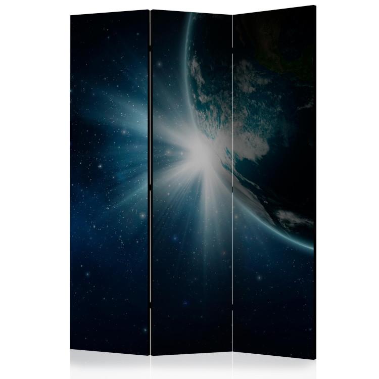 Room Divider Earth (3-piece) - landscape of the blue planet and dark cosmos