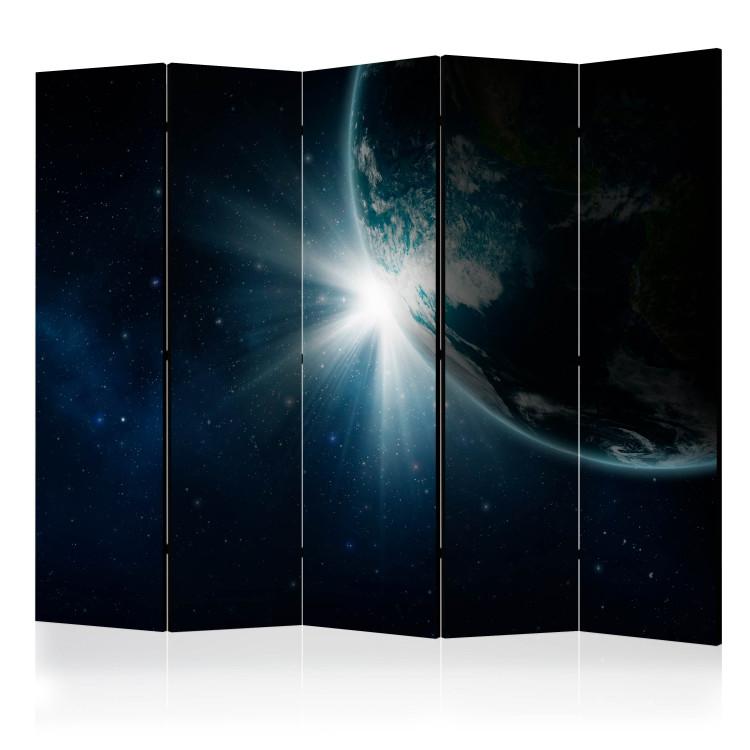 Room Divider Earth II (5-piece) - landscape of the blue planet against cosmos background