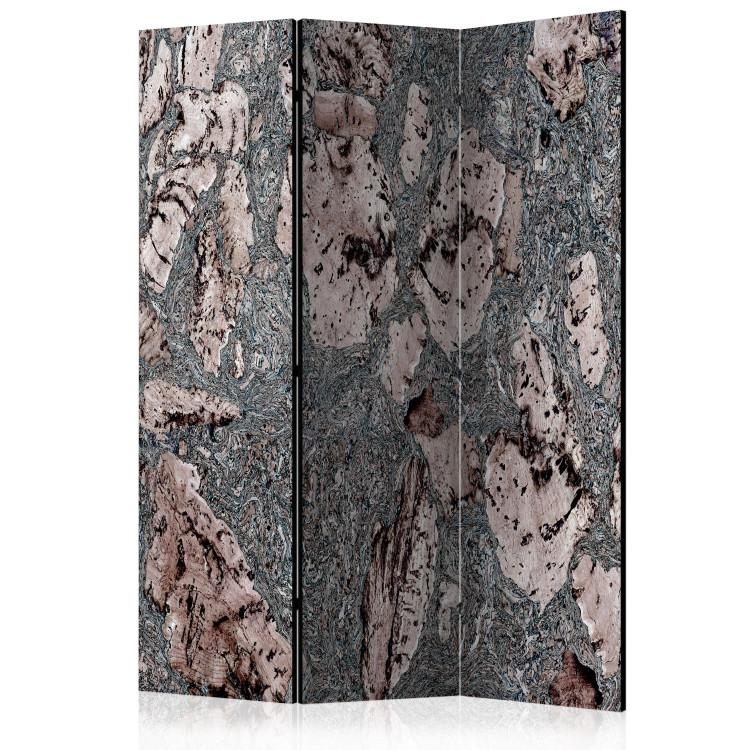 Room Divider Cork Gray (3-piece) - dark composition with wood texture