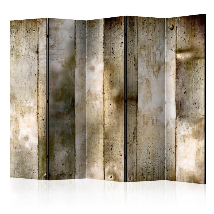 Room Divider Golden Stripes II (5-piece) - warm abstraction with unusual texture
