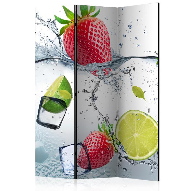 Room Divider Fruit Cocktail (3-piece) - strawberries and limes among ice cubes