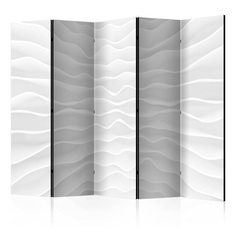 Room Divider Origami Wall II (5-piece) - white abstraction in paper waves