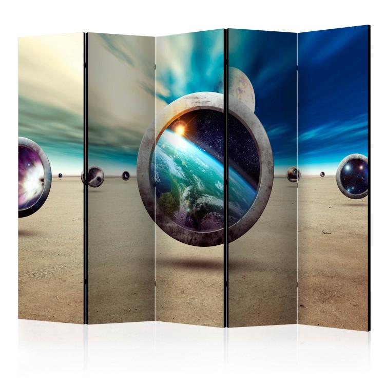 Room Divider Planet Walk II (5-piece) - abstraction with space in 3D illusion
