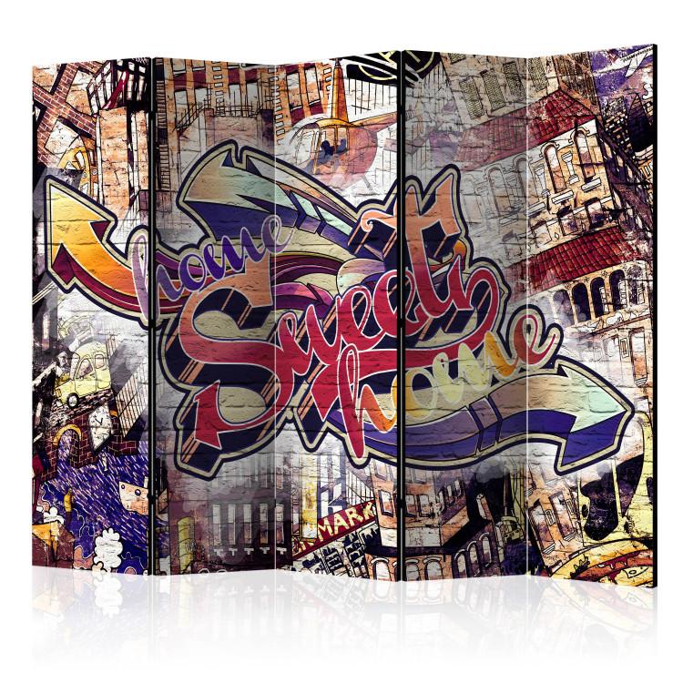 Room Divider Cool Graffiti II (5-piece) - colorful abstraction with writings