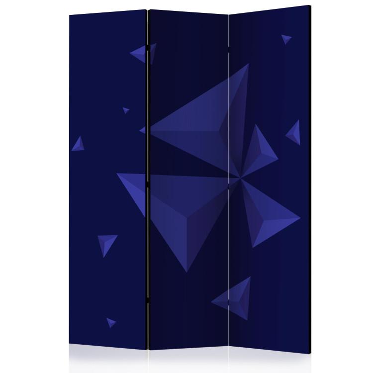 Room Divider Meteor Shower (3-piece) - geometric navy blue abstraction