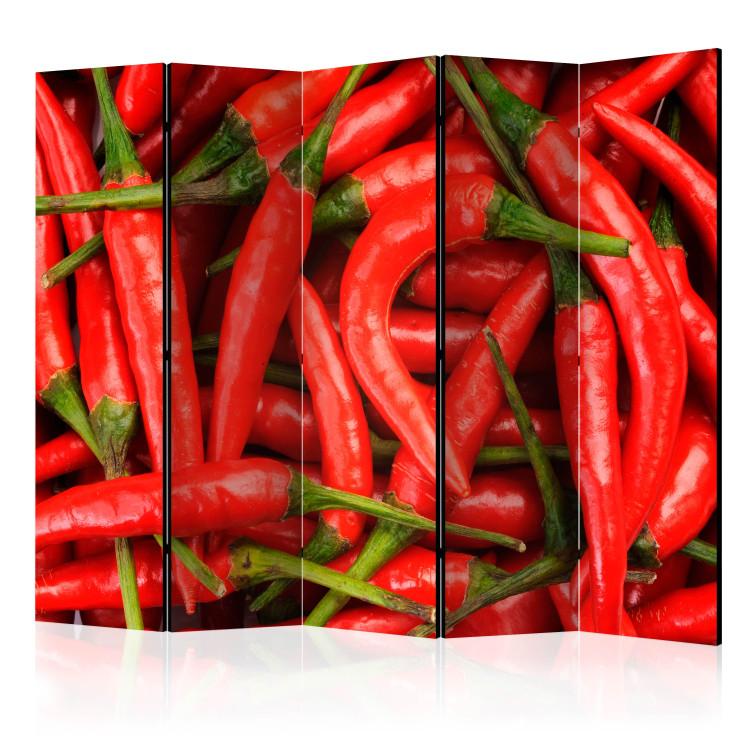 Room Divider Chili Pepper - Background II (5-piece) - composition in red vegetables
