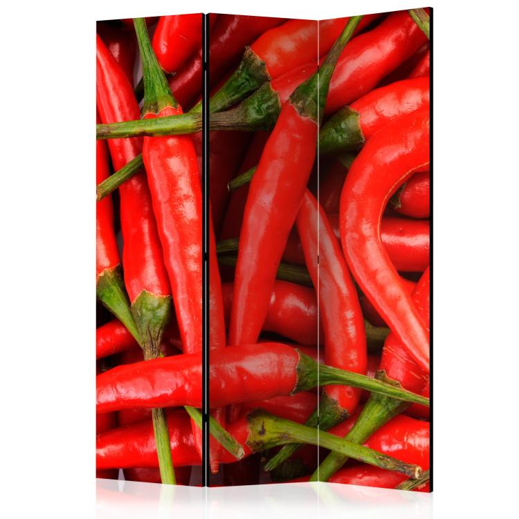 Room Divider Chili Pepper - Background (3-piece) - pattern in fiery red vegetables