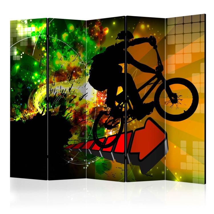 Room Divider Cycling Evolutions II (5-piece) - colorful sports composition