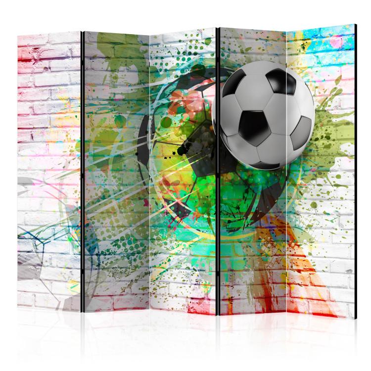Room Divider Colorful Sport II (5-piece) - sports composition against a brick background