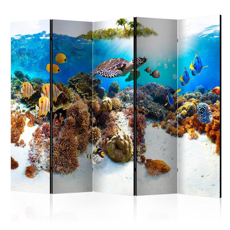 Room Divider Coral Reef II (5-piece) - colorful fish and plants at the seabed