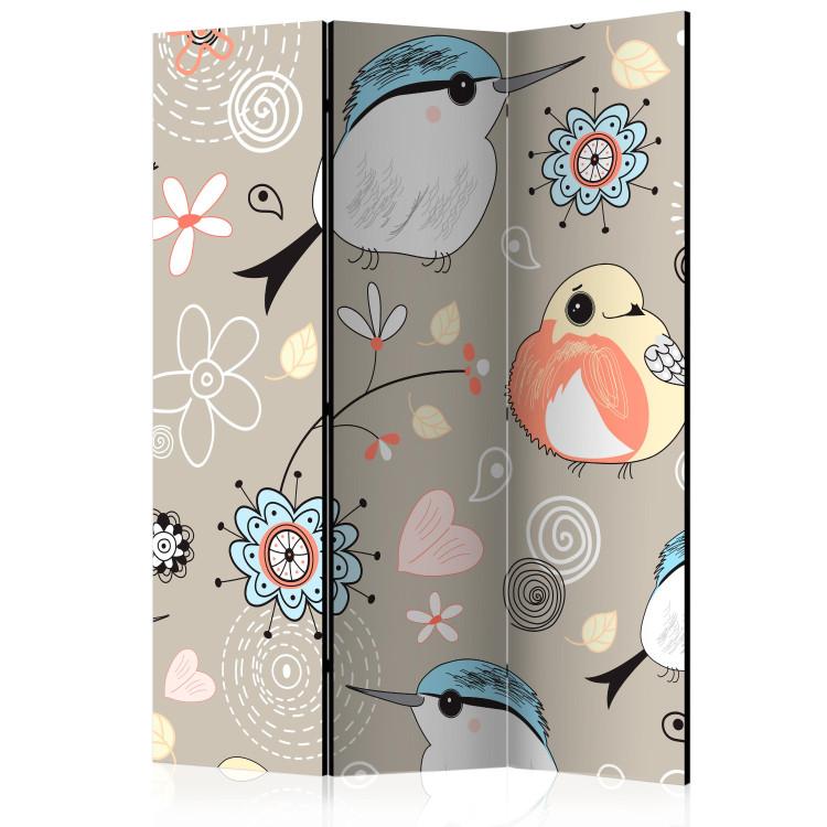 Room Divider Bird Pattern (3-piece) - composition with an animal motif