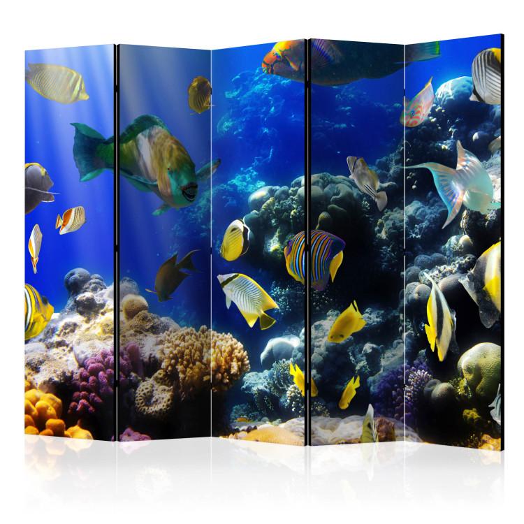 Room Divider Underwater Adventure II (5-piece) - fish and plants against the ocean