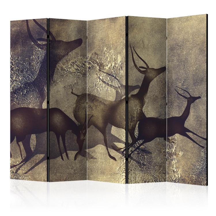 Room Divider Antelopes II (5-piece) - composition with running wild animals