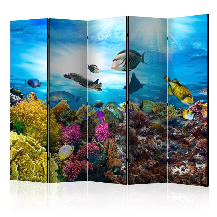 Room Divider Colorful Reef II (5-piece) - animals and plants against an ocean backdrop