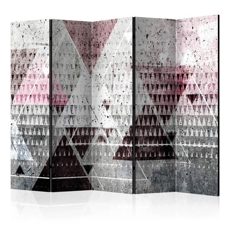Room Divider Triangles II (5-piece) - geometric abstraction against a concrete background