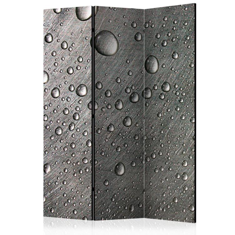 Room Divider Steel Surface with Water Drops (3-piece) - gray composition