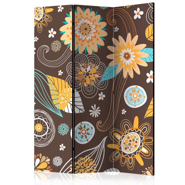 Room Divider Lacy Flowers (3-piece) - colorful composition with a floral motif