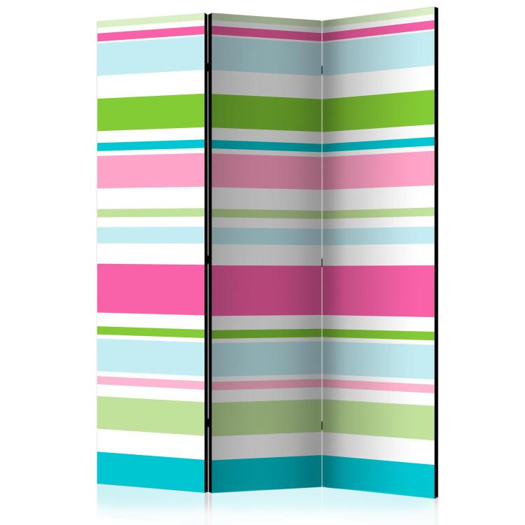 Room Divider Bright Stripes (3-piece) - colorful horizontal stripes on a white background