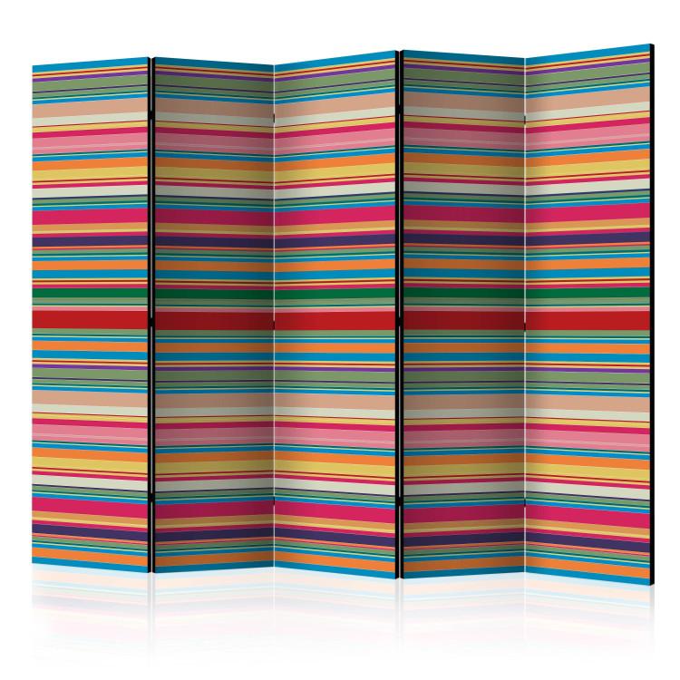 Room Divider Muted Stripes II (5-piece) - composition with colorful horizontal stripes