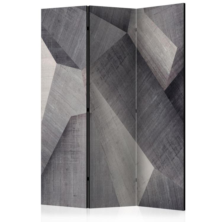 Room Divider Abstract Concrete Blocks (3-piece) - geometric gray 3D pattern