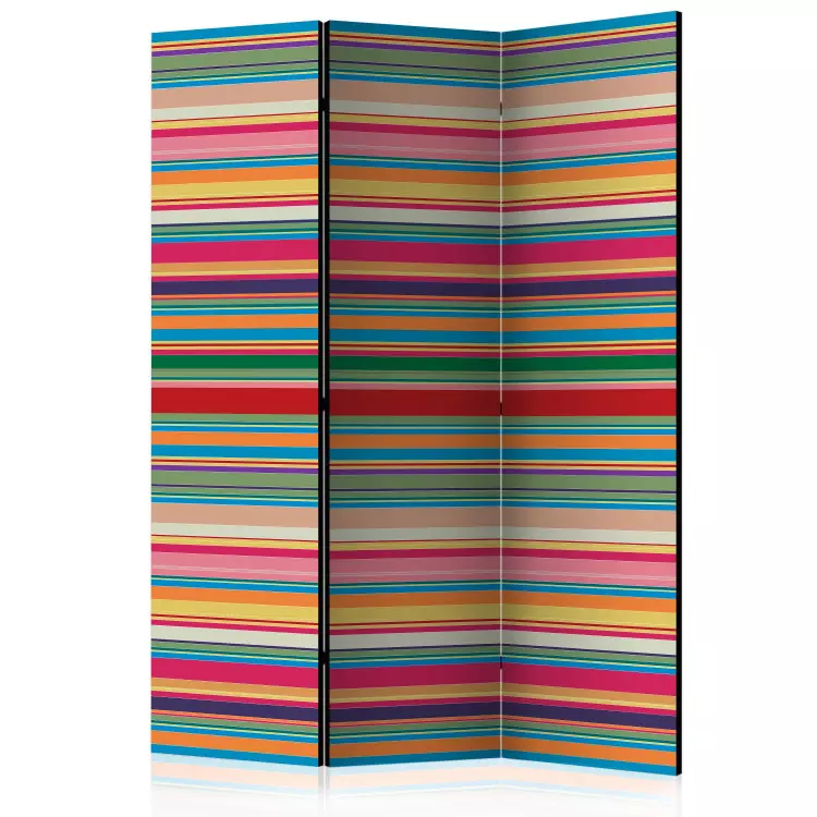 Room Divider Muted Stripes (3-piece) - composition with simple colorful stripes
