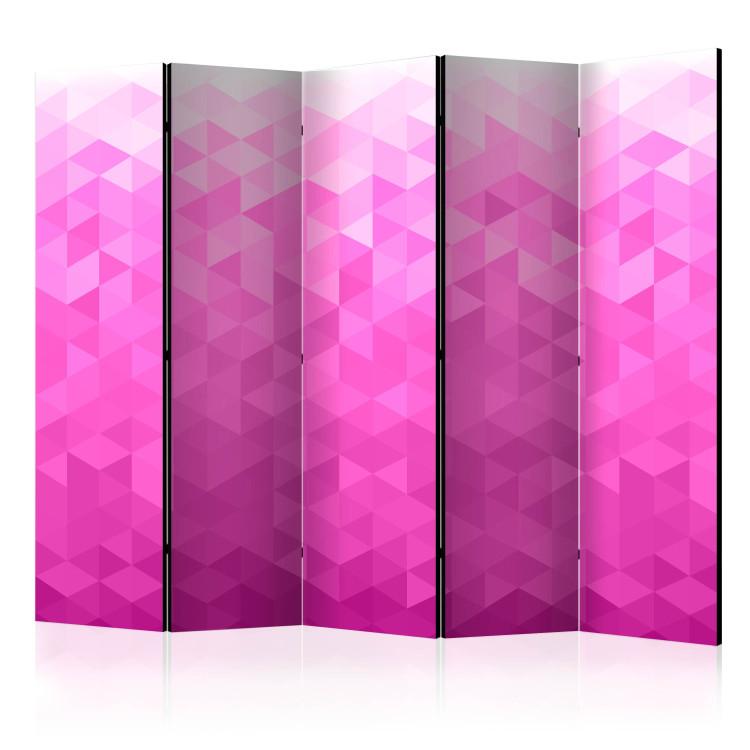 Room Divider Pink Pixel II (5-piece) - unique mosaic in a geometric pattern