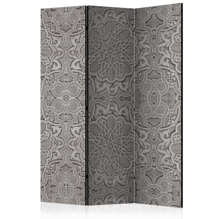 Room Divider Oriental Ornament (3-piece) - gray pattern in an ethnic Mandala