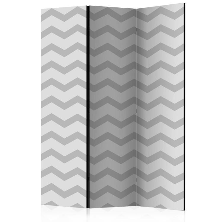 Room Divider Brain Waves (3-piece) - simple composition in gray waves