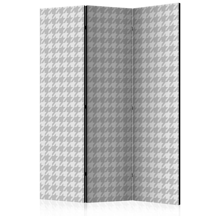 Room Divider Pepita (3-piece) - unique composition in gray background and white pattern