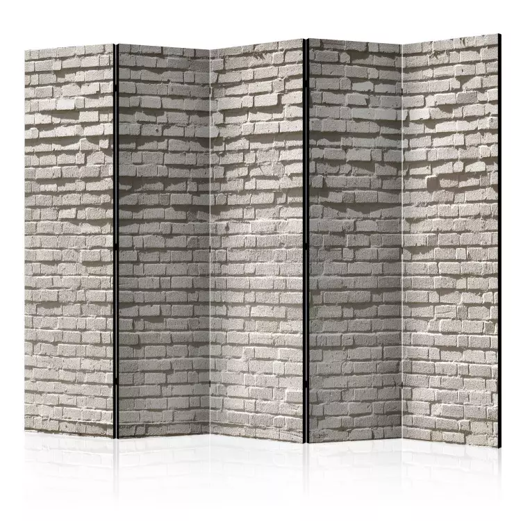 Room Divider Brick Wall: Minimalism II (5-piece) - composition with gray background