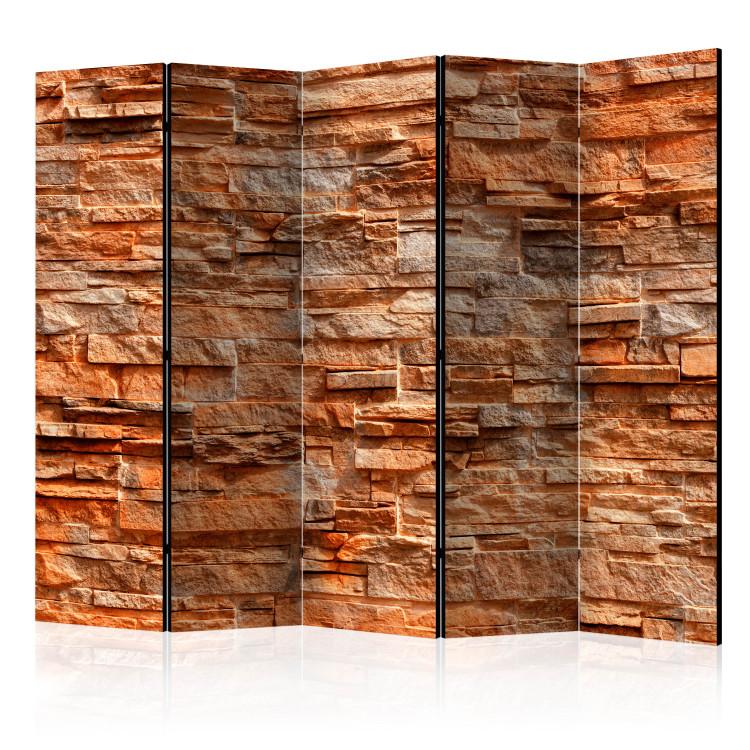 Room Divider Orange Stone II (5-piece) - composition of red bricks