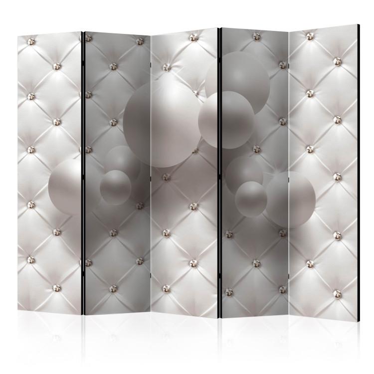 Room Divider White Kingdom II (5-piece) - pink quilted pattern in 3D form