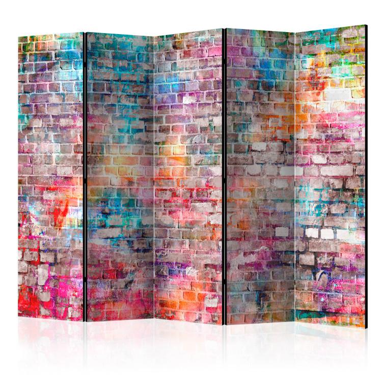 Room Divider Colorful Brick II (5-piece) - colorful composition with brick texture