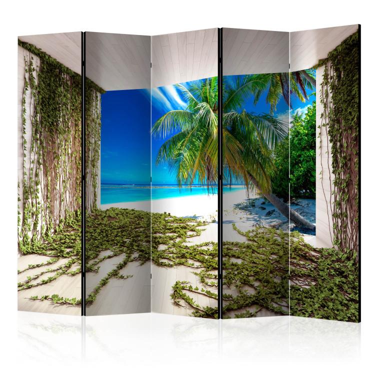 Room Divider Beach and Ivy II (5-piece) - view of palm trees and ocean