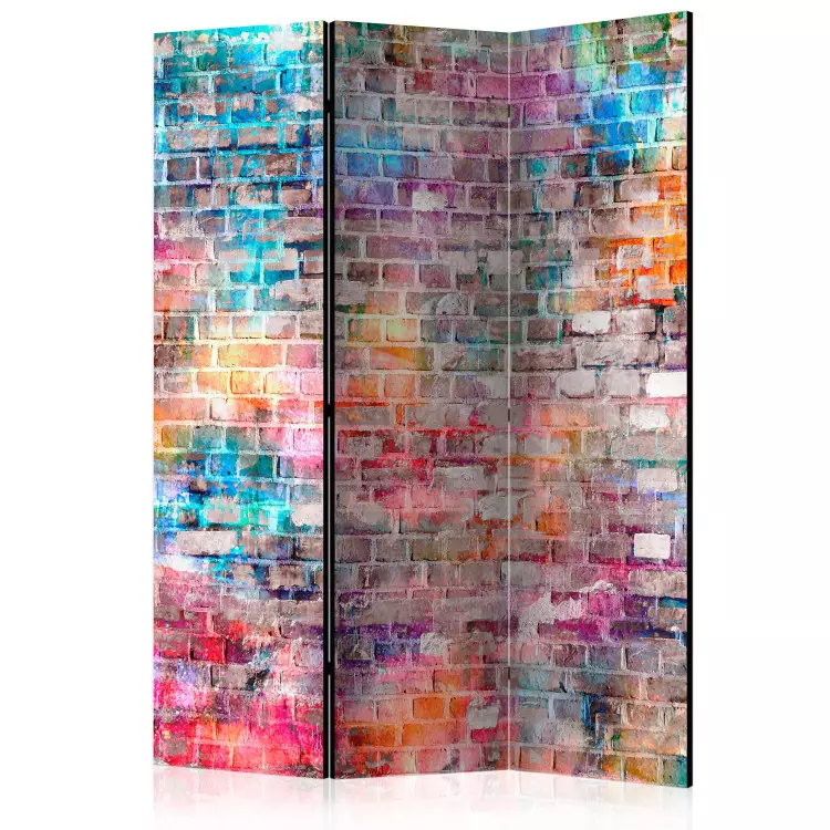 Room Divider Colorful Brick (3-piece) - colorful composition with brick texture
