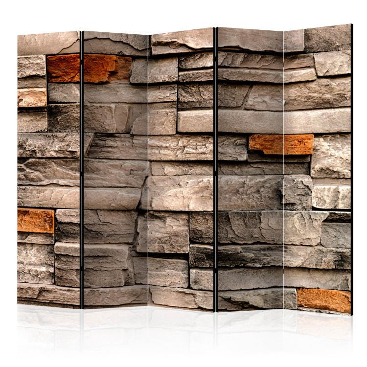 Room Divider Stone Song II (5-piece) - unique warm-colored background