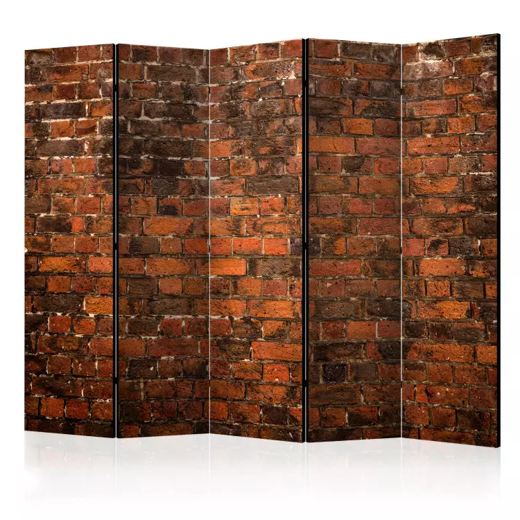 Room Divider Old Wall II (5-piece) - composition with red brick texture