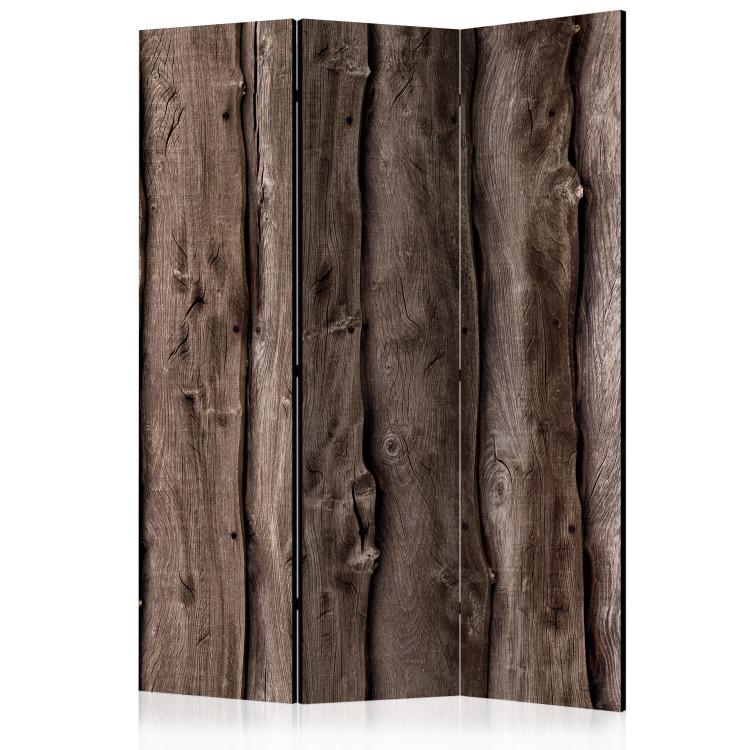 Room Divider Wooden Melody (3-piece) - simple composition in brown background