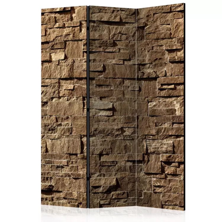 Room Divider Stone Melody (3-piece) - brown composition with wall texture