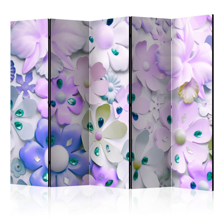 Room Divider Purple Sweetness II (5-piece) - composition with flowers and diamonds