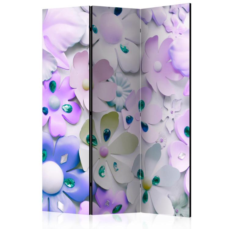 Room Divider Purple Sweetness (3-piece) - composition with flowers and crystals
