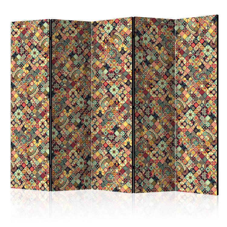 Room Divider Rainbow Mosaic II (5-piece) - composition in colorful ethnic background